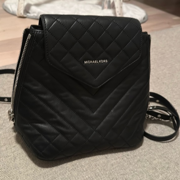 Michael Kors Black Leather Backpack - Picture 1 of 4